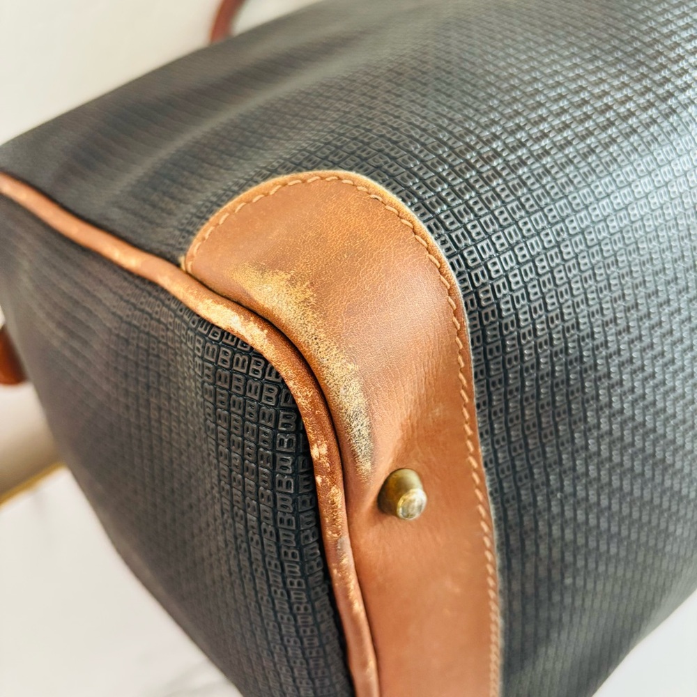 Bally‎ B Logo Boston Style Leather Bag in Black & Brown - Picture 9 of 16